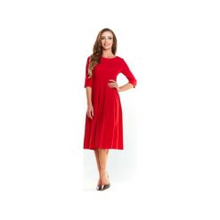 Sukienka midi N042 czerwony. Czerwone sukienki damskie Awama, xl, bez wzorów, z poliesteru, bez kołnierzyka, bez rękawów, midi. Za 149,00 zł.