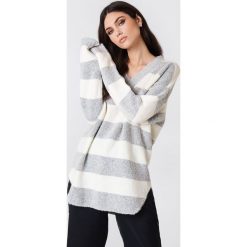 Paski damskie: Rut&Circle Sweter w paski Winnie – White,Grey,Multicolor