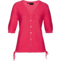 Sweter rozpinany bonprix różowy hibiskus. Różowe swetry damskie bonprix, bez wzorów, bez rękawów, bez kaptura. Za 84,99 zł.