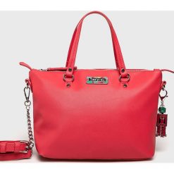 Desigual - Torebka. Różowe torebki klasyczne damskie marki Desigual, w paski, ze skóry ekologicznej, casualowe, na ramię, średnie, bez dodatków. Za 249,90 zł.