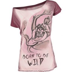 Looney Tunes Tasmanian Devil - Born To Be Wild Koszulka damska czerwony. Czerwone bluzki asymetryczne Looney Tunes, xxl, z nadrukiem, z dekoltem w łódkę. Za 99,90 zł.