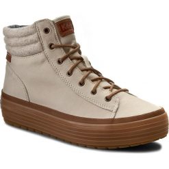 Sneakersy KEDS - High Rise Lea Wool WH55803 Cream. Brązowe półbuty damskie Keds, ze skóry. W wyprzedaży za 279,00 zł.