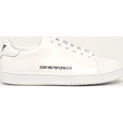 Emporio Armani - Buty skórzane. Białe buty sportowe damskie Emporio Armani, bez wzorów, ze skóry, sportowe. Za 749,90 zł.