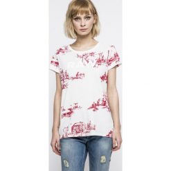 G-Star Raw - Top. Szare topy damskie G-Star RAW, s, z nadrukiem, z bawełny, z okrągłym kołnierzem. W wyprzedaży za 119,90 zł.