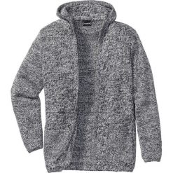 Swetry klasyczne męskie: Długi sweter bez zapięcia, z kapturem Slim Fit bonprix czarno-biały melanż