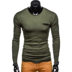 SWETER MĘSKI E116 - KHAKI. Czarne swetry klasyczne męskie marki Inny, m, z bawełny. Za 39,00 zł.