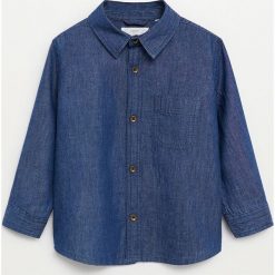Mango Kids - Koszula bawełniana dziecięca Daniel 80-104 cm. Niebieskie koszule chłopięce Mango Kids, bez wzorów, z bawełny, casualowe, bez kołnierzyka, z długim rękawem, długie. Za 59,99 zł.