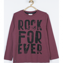 Koszulka. Czerwone t-shirty chłopięce Music, z aplikacjami, z elastanu, z długim rękawem. Za 41,90 zł.
