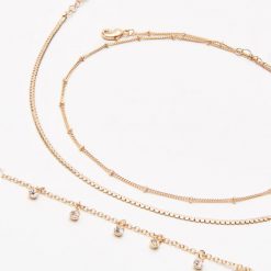 Naszyjnik łańcuszek 3 pack - Złoty. Żółte łańcuszki damskie Cropp, złote. Za 29,99 zł.