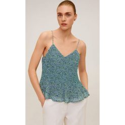 Mango - Top Mauri. Zielone bluzki damskie Mango, s, bez wzorów, z poliesteru, bez kołnierzyka. Za 89,90 zł.