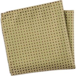 Beżowa Poszetka w Brązowe Groszki, Kropki -ALTIES- Elegancka, Męska POSZALTTANIA0393. Pomarańczowe poszetki męskie Alties, w grochy, z materiału, eleganckie. Za 16,90 zł.
