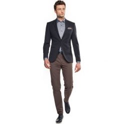 Marynarki męskie slim fit: marynarka ladres granatowy slim fit