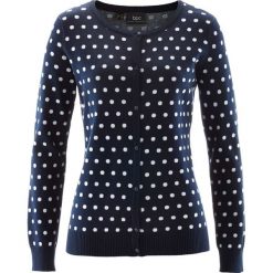 Sweter rozpinany bonprix ciemnoniebiesko-biały w groszki. Niebieskie kardigany damskie bonprix. Za 49,99 zł.