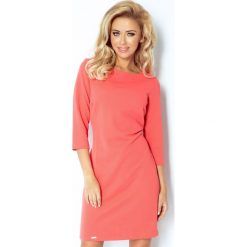 Tuba Sukienka Z Grubej Lacosty Koralowa. Pomarańczowe sukienki damskie numoco, s, bez wzorów, eleganckie, bez kołnierzyka, bez rękawów. Za 169,00 zł.