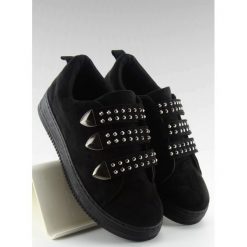 Czarne Trampki z ćwiekami VALERIA. Czarne buty sportowe damskie FunKee.pl, bez wzorów, z tkaniny, sportowe. Za 87,99 zł.
