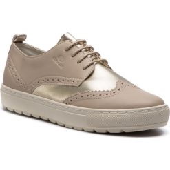 Oxfordy GEOX - D Breeda A D922QA 054AJ C5379 Beige/Lt Gold. Brązowe półbuty damskie Geox, bez obcasa, na płaskiej podeszwie, bez zapięcia. Za 389,00 zł.