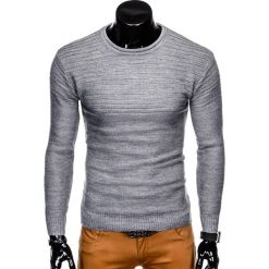 SWETER MĘSKI E136 - SZARY. Szare swetry klasyczne męskie marki Inny, m, klasyczne, z klasycznym kołnierzykiem. Za 29,99 zł.