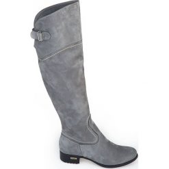 Kozaki za kolano - skóra naturalna - model 128 - kolor grafitowy. Szare kozaki damskie Zapato, na co dzień, na zimę, z jeansu, eleganckie, przed kolano, na wysokim obcasie, na obcasie, bez zapięcia. W wyprzedaży za 367,50 zł.