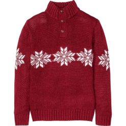Sweter bonprix pomarańczowo-czerwony. Czerwone swetry męskie bonprix, s, z aplikacjami. Za 89,99 zł.