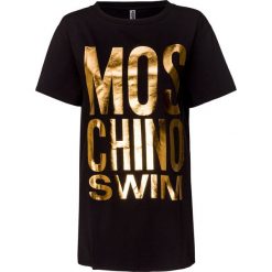 T-shirt MOSCHINO UNDERWEAR. Czarne bluzki damskie Moschino Underwear, bez wzorów, z bawełny, z okrągłym kołnierzem, bez rękawów. W wyprzedaży za 350,00 zł.