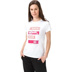 Armani Exchange Koszulka Biały. Białe koszulki damskie Armani Exchange, xs, z nadrukiem, z bawełny, bez kołnierzyka, z krótkim rękawem. Za 292,95 zł.