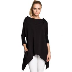 HOLLY Asymetryczna peleryna - czarna. Czarne bluzy damskie marki Moe, s, z dzianiny, z długim rękawem, długie. Za 169,00 zł.