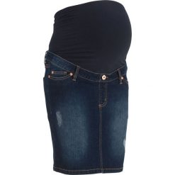 Spódnica ciążowa dżinsowa "super-stretch" bonprix ciemny denim. Niebieskie spódnice ciążowe bonprix, w paski, z materiału, moda ciążowa. Za 44,99 zł.