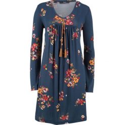 Sukienka shirtowa z nadrukiem, długi rękaw bonprix ciemnoniebieski z nadrukiem. Niebieskie długie sukienki bonprix, z nadrukiem, z długim rękawem. Za 89,99 zł.