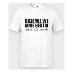 Koszulka DRZEMIE WE MNIE BESTIA. T-shirty chłopięce MegaKoszulki, z napisami, z bawełny, bez rękawów. Za 44,90 zł.