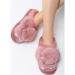 Różowe Kapcie Fluffy Tail. Czerwone kapcie damskie other, z materiału. Za 49,99 zł.