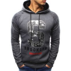 Bluzy męskie: Bluza męska z kapturem antracytowa (bx3268)