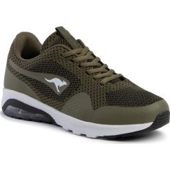 Sneakersy KANGAROOS - Kanga X Adult Knit 81076 000 8010 Olive/Jet Black. Zielone półbuty damskie KangaROOS, na co dzień, bez wzorów, z tworzywa sztucznego, bez obcasa, bez zapięcia. W wyprzedaży za 129,00 zł.