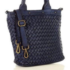 MARCO MAZZINI Torebka skórzana vintage shopper old pelle lavata granatowa. Torby damskie na zakupy MAZZINI, w paski, ze skóry, vintage. W wyprzedaży za 469,00 zł.