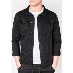 Kurtka męska przejściowa jeansowa C345 - czarna. Czarne kurtki męskie Ombre Clothing, xs, bez wzorów, z bawełny, bez kaptura. Za 79,00 zł.