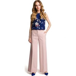 Eleganckie Szerokie Pudrowe Spodnie w Kant. Różowe spodnie damskie Molly.pl, s. Za 118,90 zł.