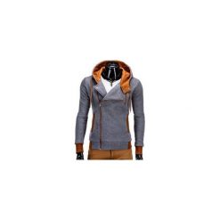 Bluzy męskie: BLUZA MĘSKA ROZPINANA Z KAPTUREM B297 - SZARA/RUDA