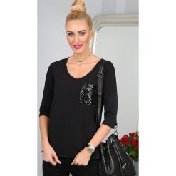 Bluzki damskie: Czarna Bluzka z Cekinami 3136