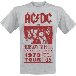 AC/DC Highway To Hell - Red Photo - 1979 Tour T-Shirt odcienie szarego. Szare koszulki męskie marki AC/DC, m, z nadrukiem, rockowe, bez kołnierzyka. Za 74,90 zł.