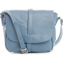 Torebki klasyczne damskie: Skórzana torebka w kolorze błękitnym – 24 x 9 x 20 cm