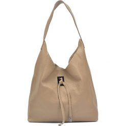 Shopper bag damskie: Skórzana torebka w kolorze fango – (S)41 x (W)44 x (G)11 cm