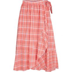 Spódnica kopertowa z kolekcji Maite Kelly bonprix koralowy w kratę. Czerwone spódniczki damskie bonprix, bez wzorów, kopertowe. Za 42,99 zł.