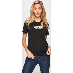 Vans - T-shirt. Czarne t-shirty damskie Vans, xs, z nadrukiem, z bawełny, z okrągłym kołnierzem. W wyprzedaży za 99,90 zł.