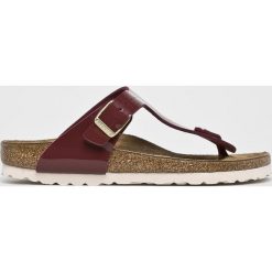 Birkenstock - Japonki Gizeh. Brązowe klapki damskie Birkenstock, bez wzorów, ze skóry, na niskim obcasie, na obcasie. W wyprzedaży za 229,90 zł.