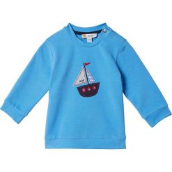 Bluza w kolorze niebieskim. Niebieskie bluzy niemowlęce Steiff, z aplikacjami, bez rękawów, bez kaptura. W wyprzedaży za 72,95 zł.