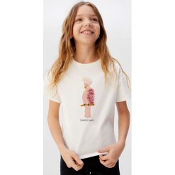 Mango Kids - T-shirt dziecięcy Birds 110-164 cm. Różowe bluzki dziewczęce Mango Kids, z nadrukiem, z bawełny, z okrągłym kołnierzem, z krótkim rękawem, krótkie, bez kaptura. Za 45,90 zł.