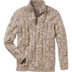 Golfy męskie: Sweter ze stójką Regular Fit bonprix beżowy melanż