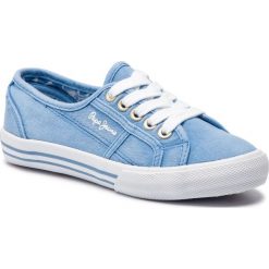 Tenisówki PEPE JEANS - Baker Canvas PGS30381 Summer Blue 534. Niebieskie trampki dziewczęce Pepe Jeans, bez wzorów, z jeansu, na sznurówki. W wyprzedaży za 139,00 zł.