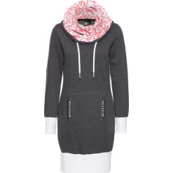 Sukienka dresowa, długi rękaw bonprix szary łupkowy. Szare sukienki damskie bonprix, bez wzorów, z dresówki, bez kołnierzyka, z długim rękawem, długie, maxi. Za 89,99 zł.