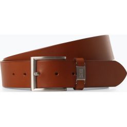 BOSS - Męski pasek skórzany – Connio, beżowy. Brązowe paski męskie Boss, w paski, eleganckie. Za 249,95 zł.