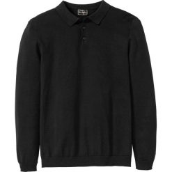 Sweter polo z dzianiny o gładkim splocie drobnych oczek bonprix czarny. Czarne swetry męskie bonprix, s, bez wzorów, z dzianiny, polo, bez kaptura. Za 74,99 zł.